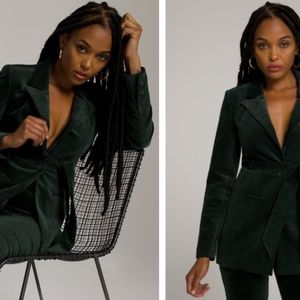 NWT Good American Emerald Green Velvet Blazer